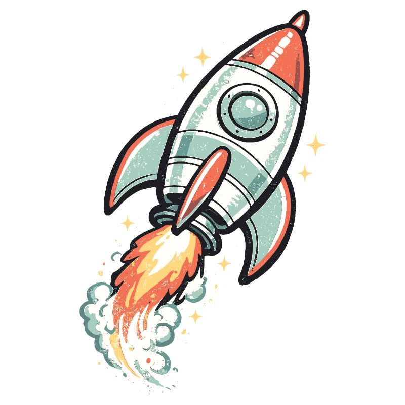 Néon rétro Rocket in Space