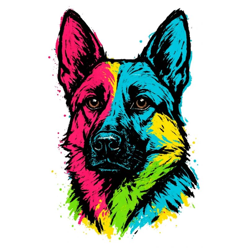 German Shepherd Pop Art Multicolor Dog Portrait