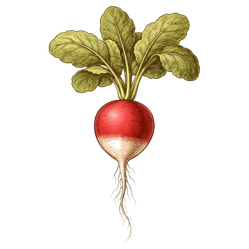 Dessin botanique vintage de radis