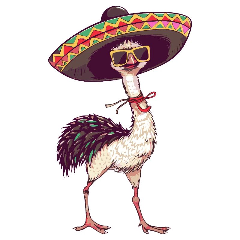 Ostrich Comic Funny Sombrero