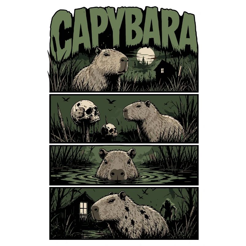 Horreur de capybara dans la baignade nocturne