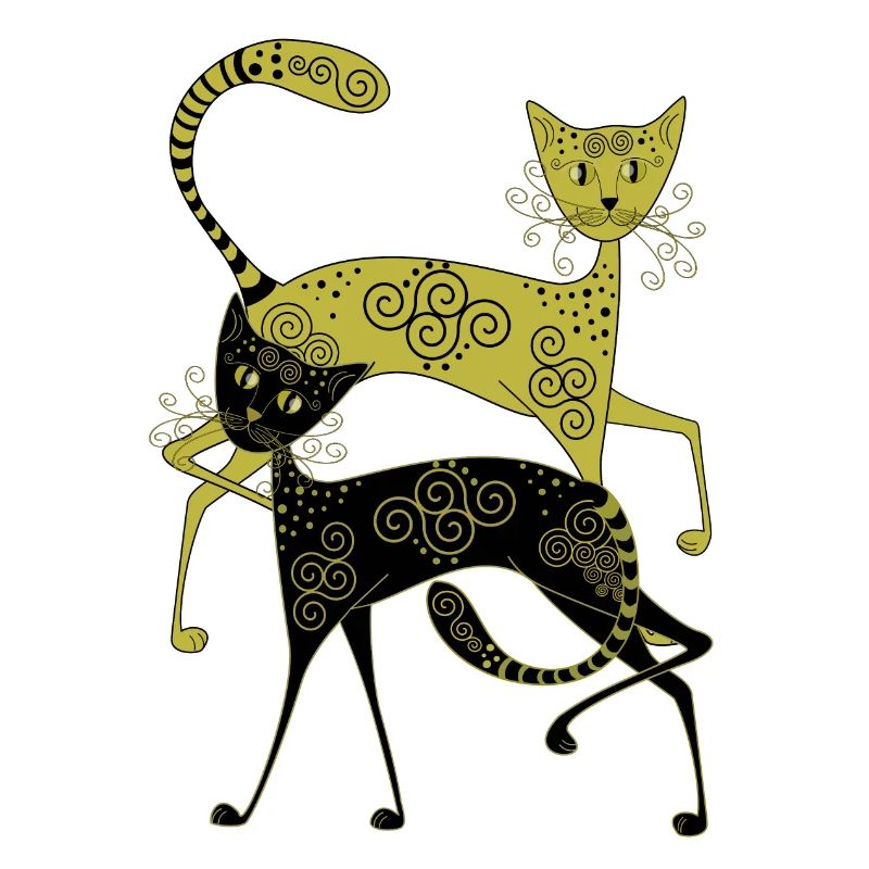 golden and black cat with abstract pattern