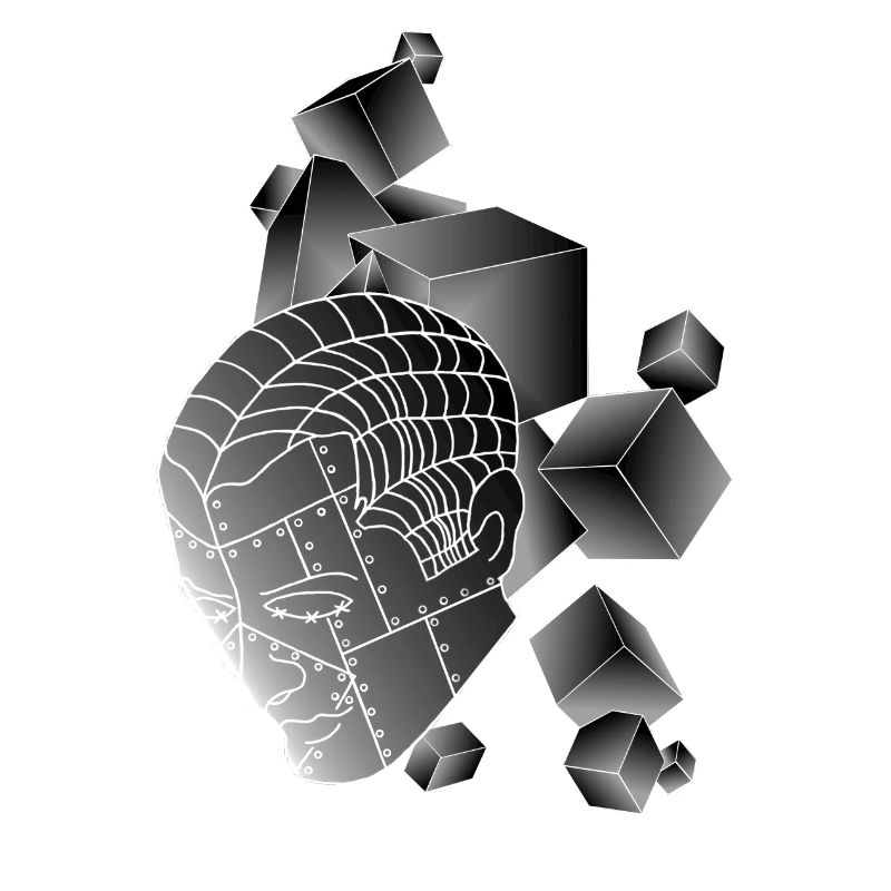 Robot avec cube gris foncé