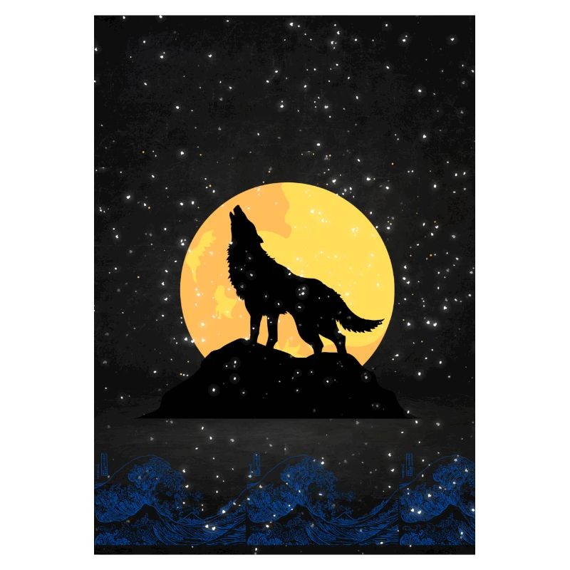 wolf on full moon night