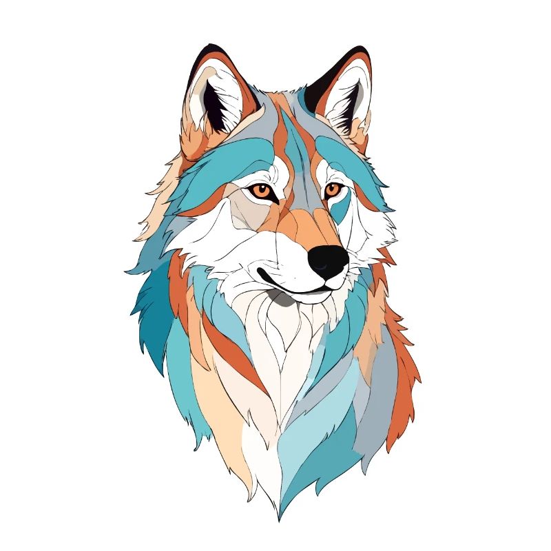 Wolf Vector Art with Vibrant Colour Illustration