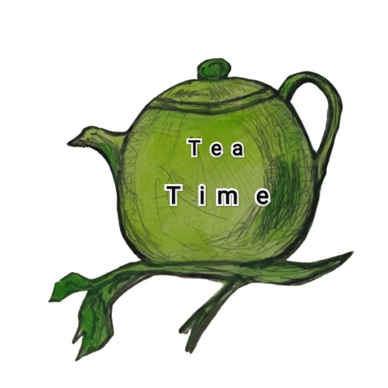 Romantic tea time, green teapot