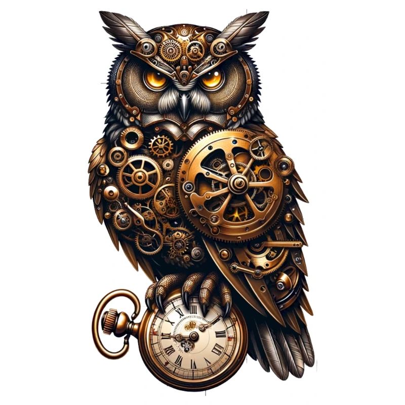 Clockwork Sentinel: Steampunk Owl with Gear