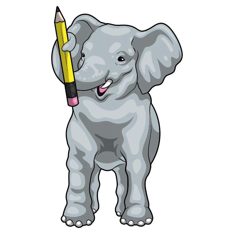 École de crayon d’étudiant éléphant