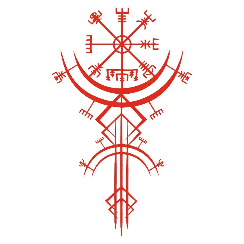 Rotes Symbol eines Wikinger-Kompasses