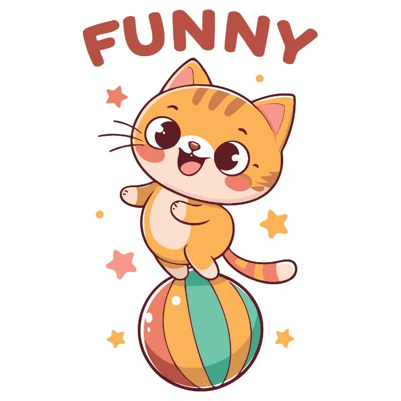 Mischievous Cat on Rainbow Ball