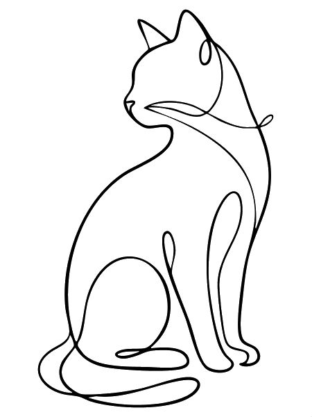 One-Line Sitting Cat Silhouette