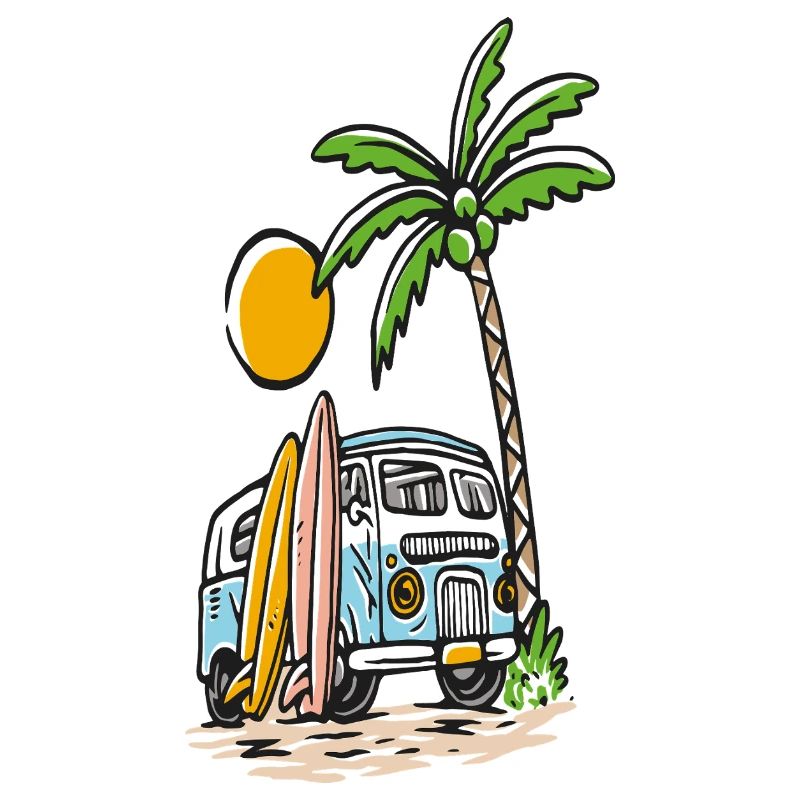 Tropical surf bus on the palm beach