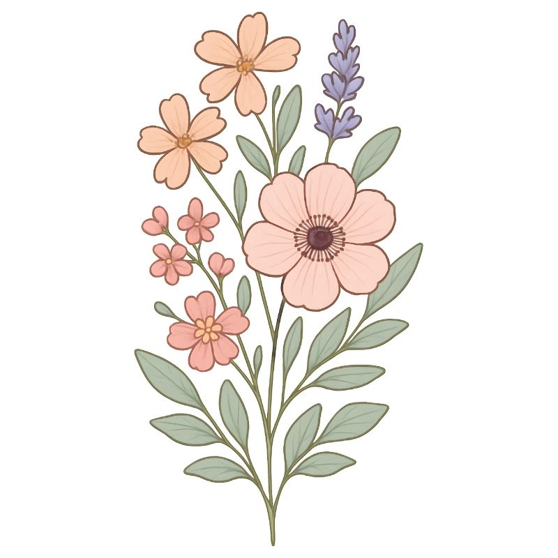 Bouquet aquarelle fleurs pastel