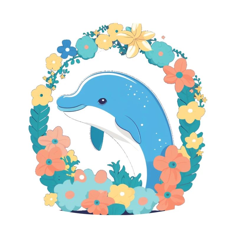 Charmant dauphin dans la mer de fleurs 1