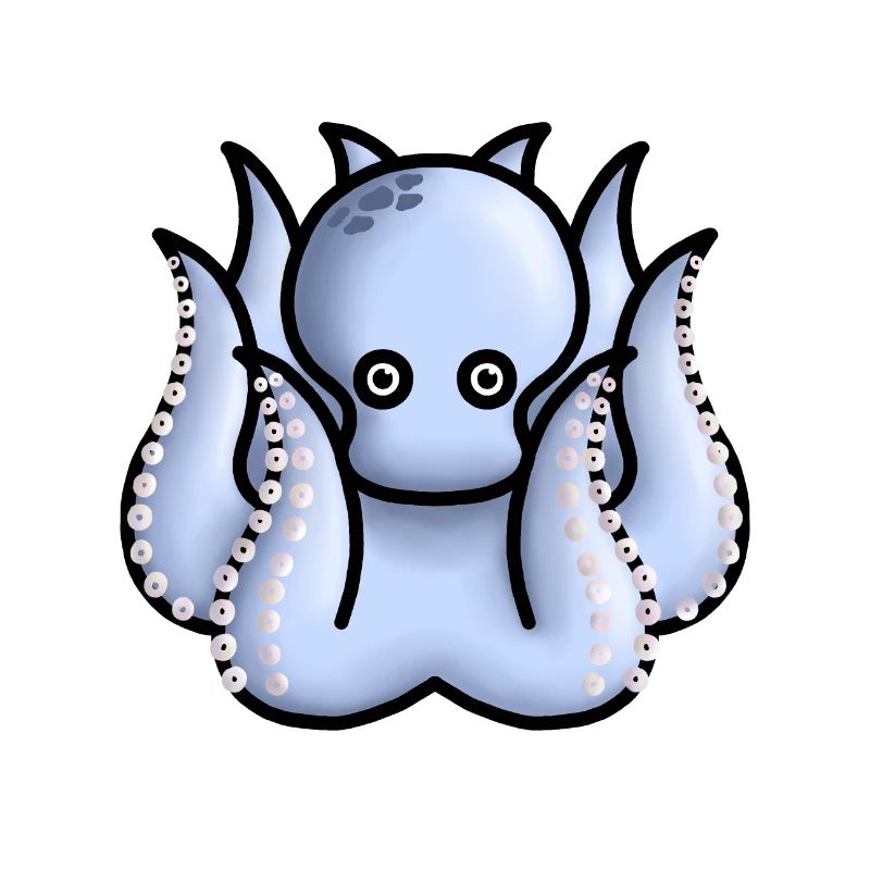 little cute light blue octopus