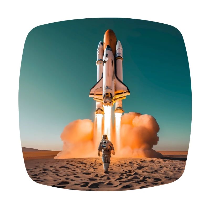 astronaut with rocket
