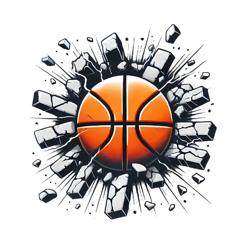 Le basket-ball s’écrase à travers la conception des murs