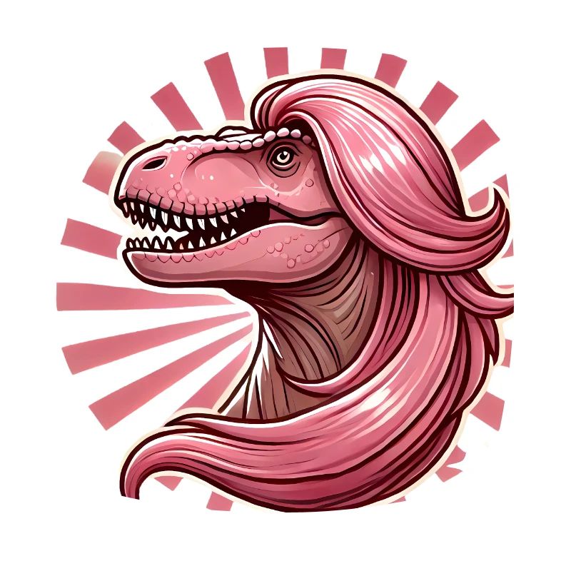 Rosahaarige Diva TRex Illustration