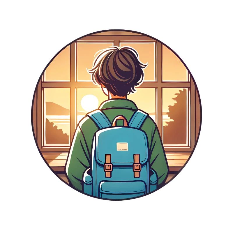 Sunset Student with Backpack Badge