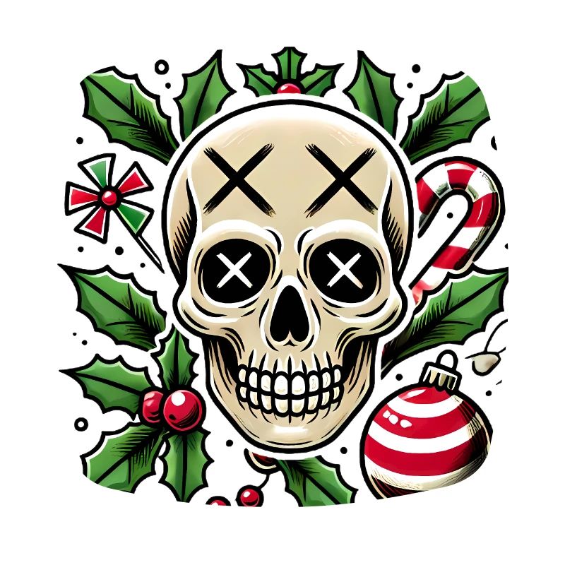 Crâne festif avec des éléments de Noël