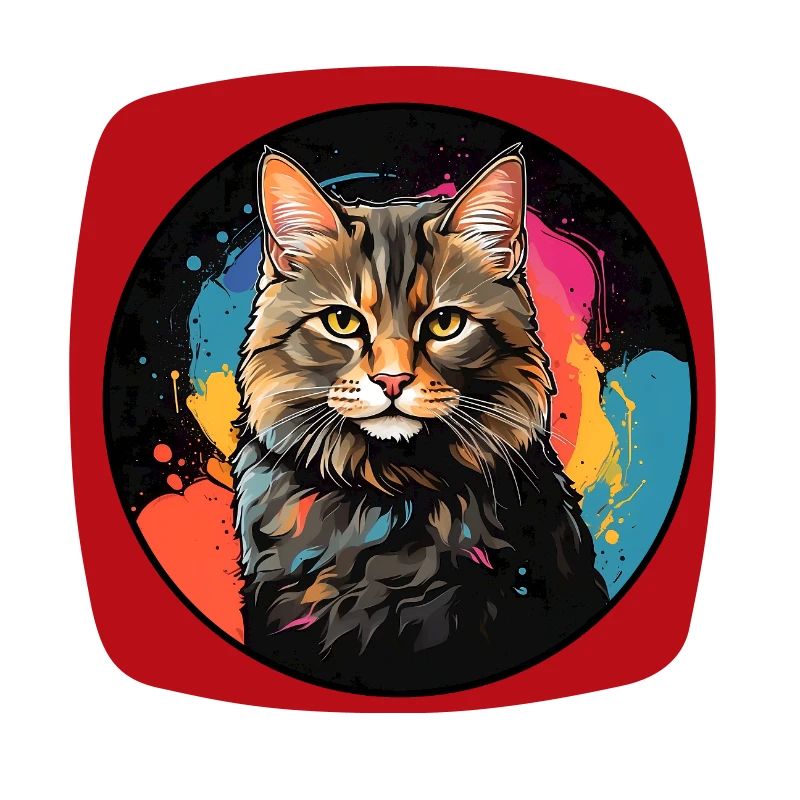 Portrait de chat mignon en technique d'aquarelle dans un cercle
