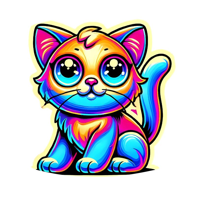 Neon Glow Crazy Cat Design