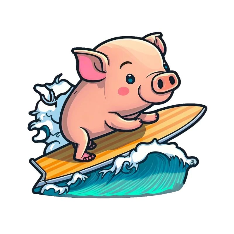 Cochon mignon dans la mer surf surf surf surf sur planche de surf