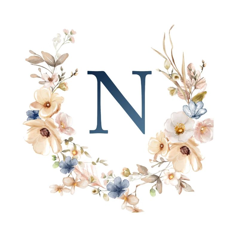 N Monogramm , Floral, Boho