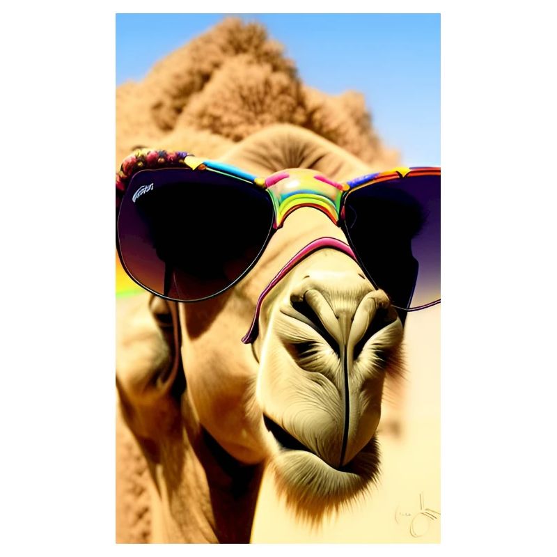 Coole Kamelurlaub Selfie Wüste Sonnenbrille Comic