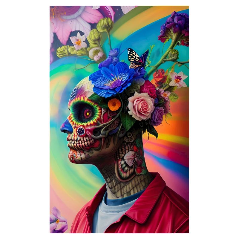 ARTWORK Flower Skull Head Guy