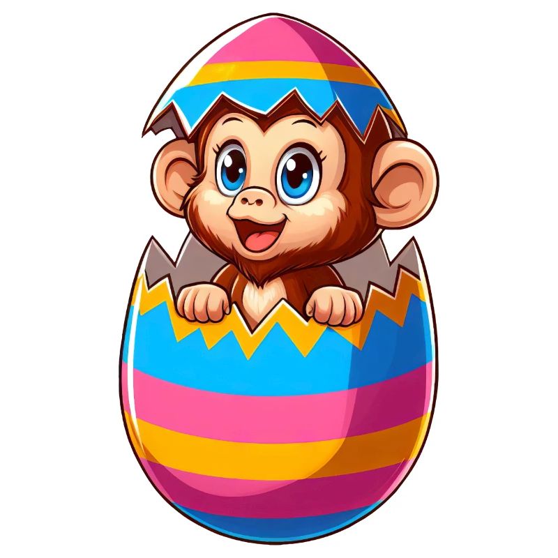 Easter Monkey Hatches Easter Egg Design