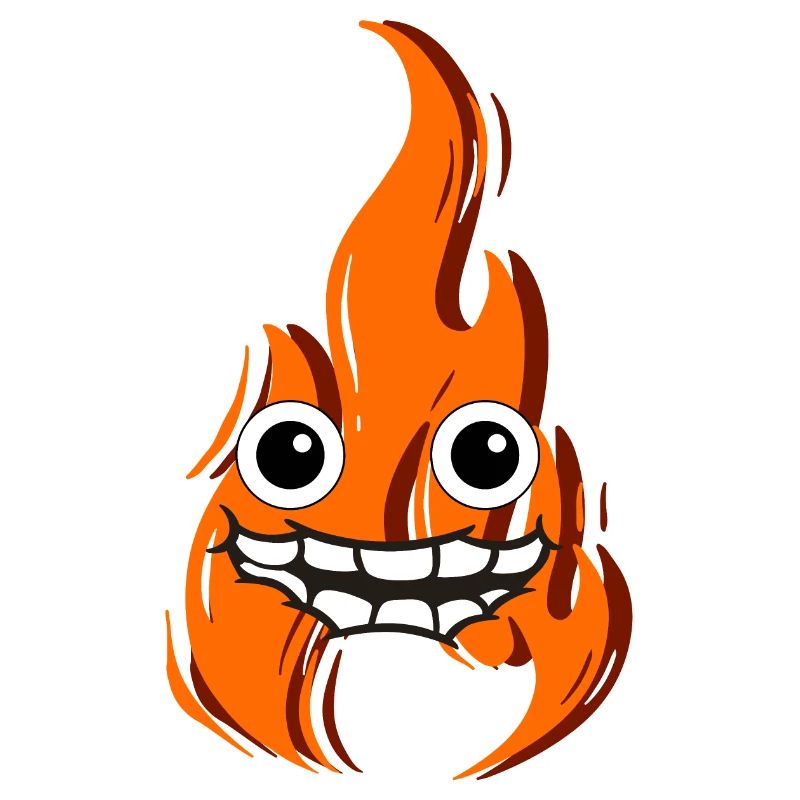 Fire with a face that is happy