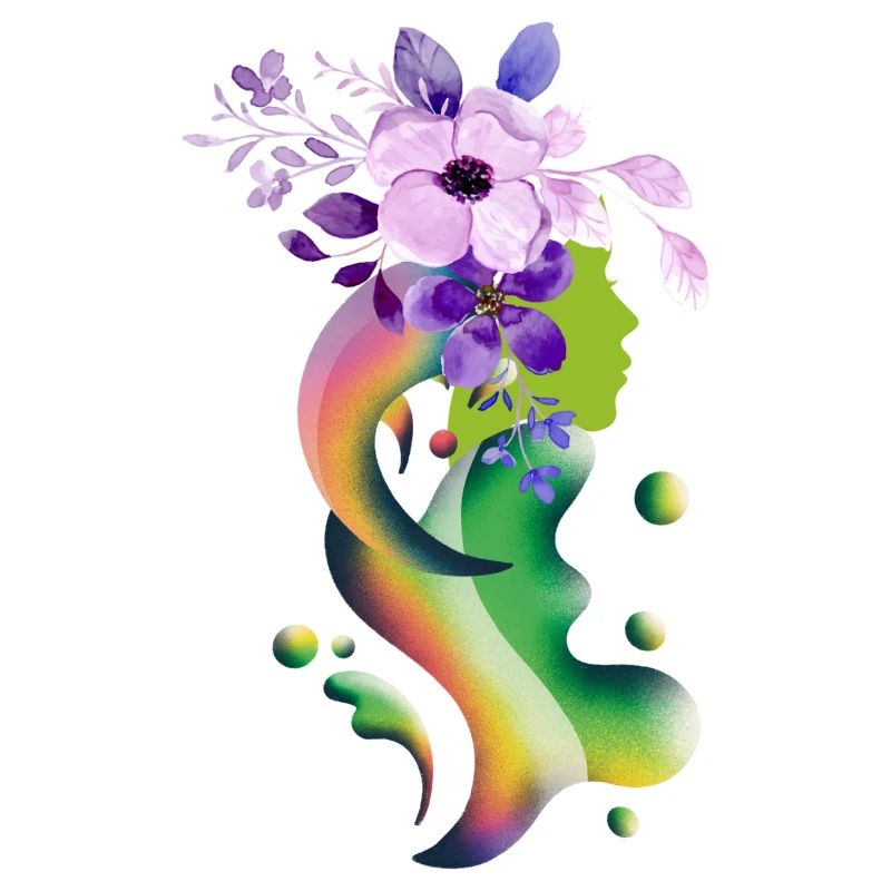 Ein Mädchen mit Blumen Schwebendes Mädchen