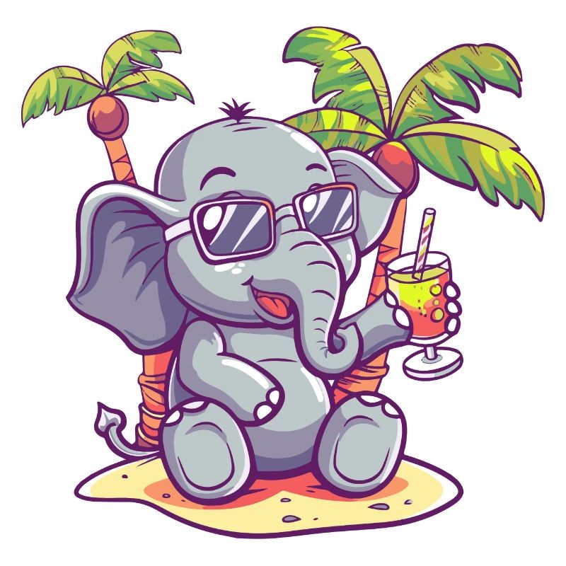 Elefant Sommer Strand Comic