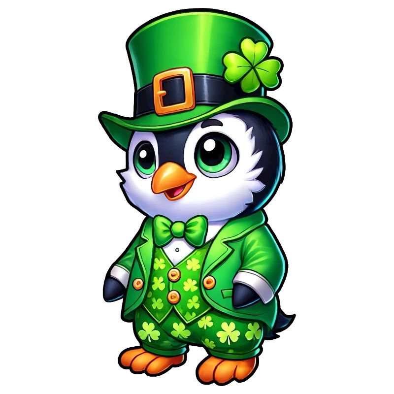 Mignon Dessin Animé Pingouin Saint-Patrick