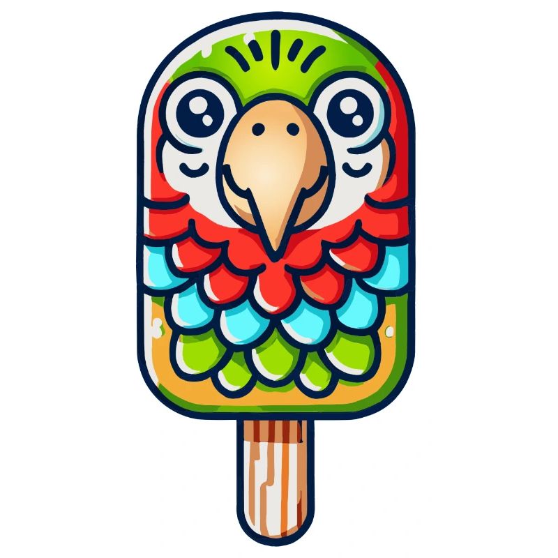 Une glace en forme de perroquet souriant