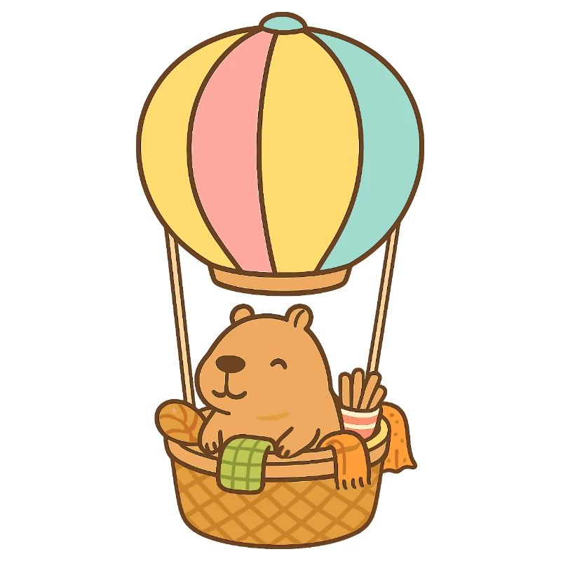 Capybara en montgolfière – doux et détendu 🎈