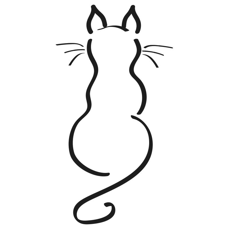 Cat Minimalist Line Back Plain