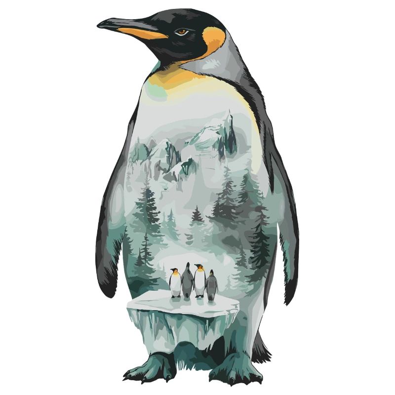Pinguin Mit Landschaftsmotiv