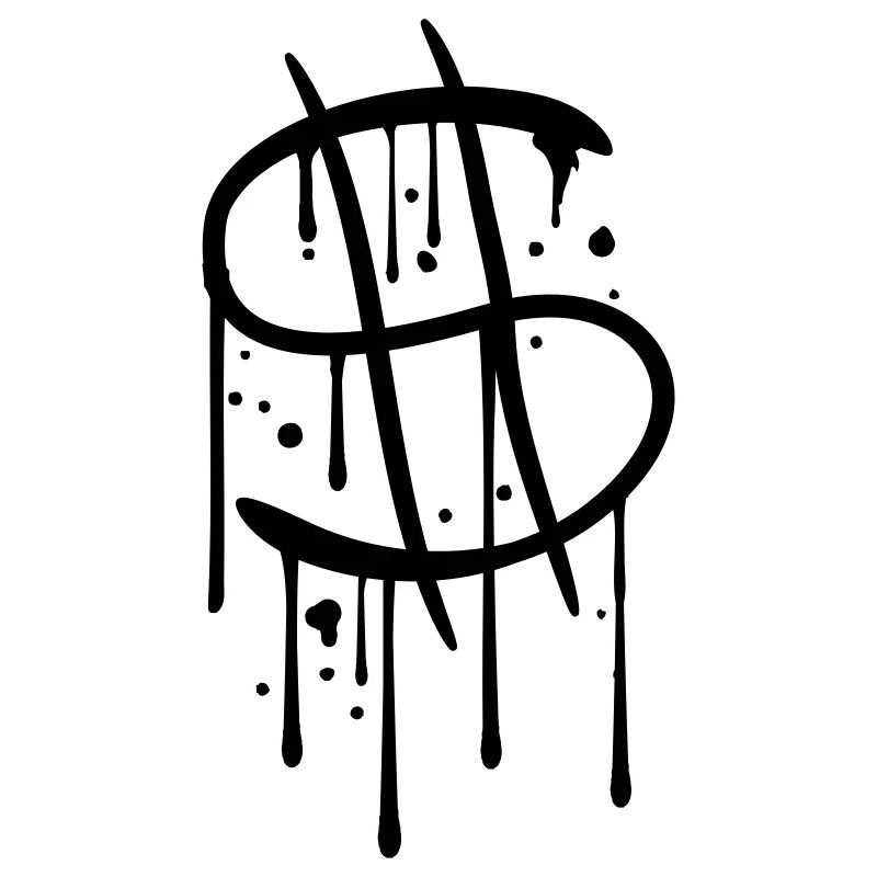 drop graffiti wet spray dollar symbol sign