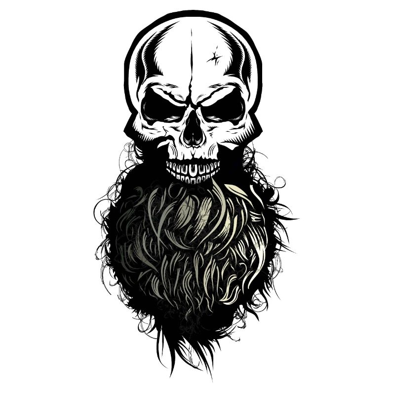 Schädel Kopf des Todes Hipster Schädel Bart Bart