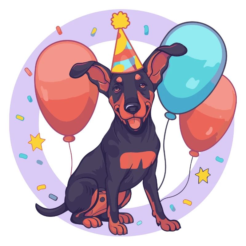 Dobermann Hund Geburtstag Comic