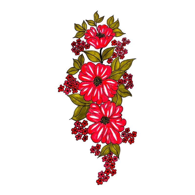 Cascade de fleurs rouges avec des feuilles