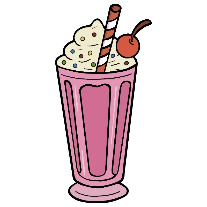 Pink Milkshake with Cherry and Sprinkles