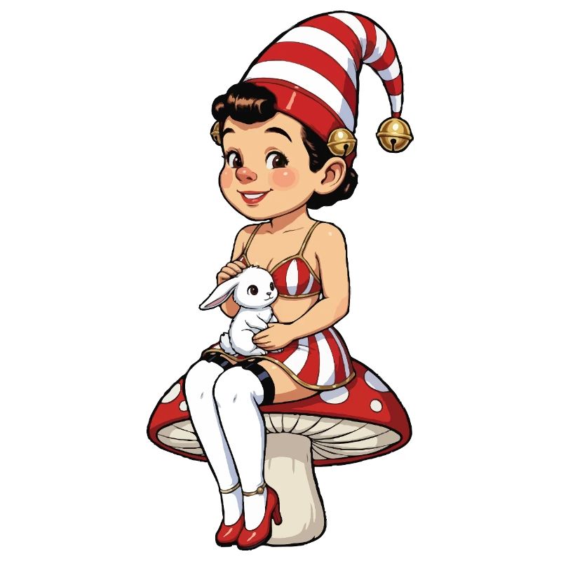Fille lutin avec un lapin