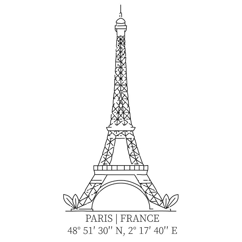 Tour Eiffel de Paris avec ses coordonnées GPS