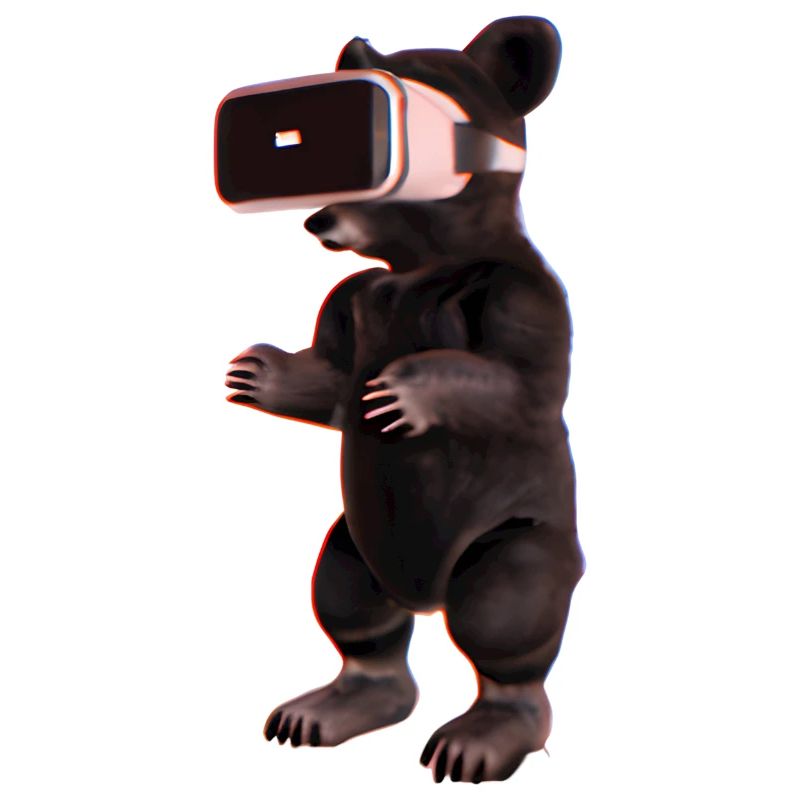 Bär mit Virtual Reality Headset