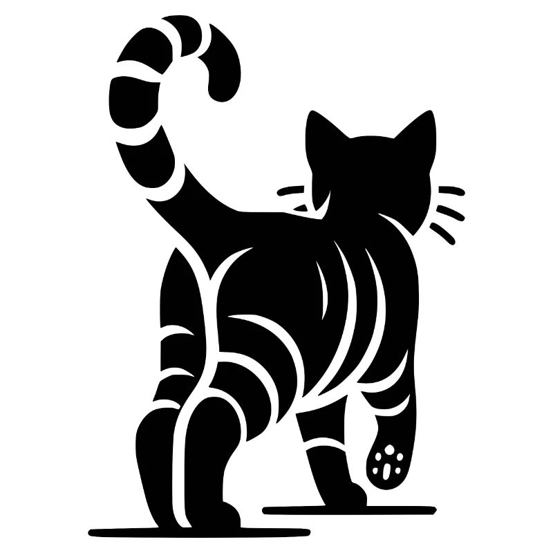 Vue de dos d’un chat élégant avec des rayures