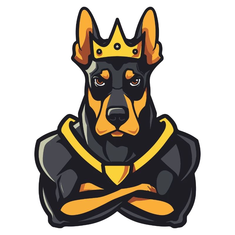 Dobermann Hund Comic Krone