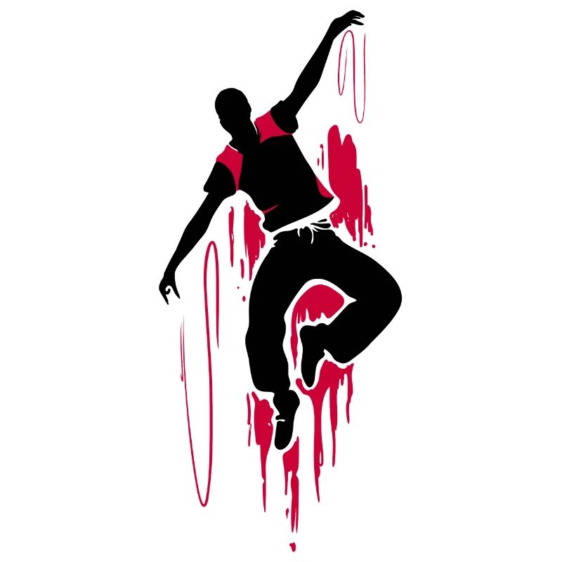 Breakdancer Dancer Silhouette in Red Black